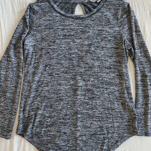 Athleta Open Back Long Sleeve Tunic Blue Stripe Top Women Size Medium Keyhole